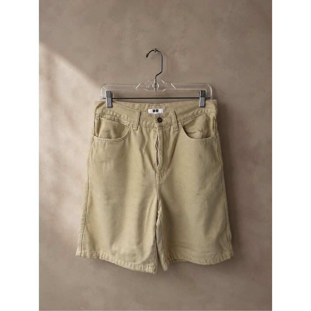Uniqlo Size 28 Denim Half Shorts 10” Beige Lyocell Blend Knee Length